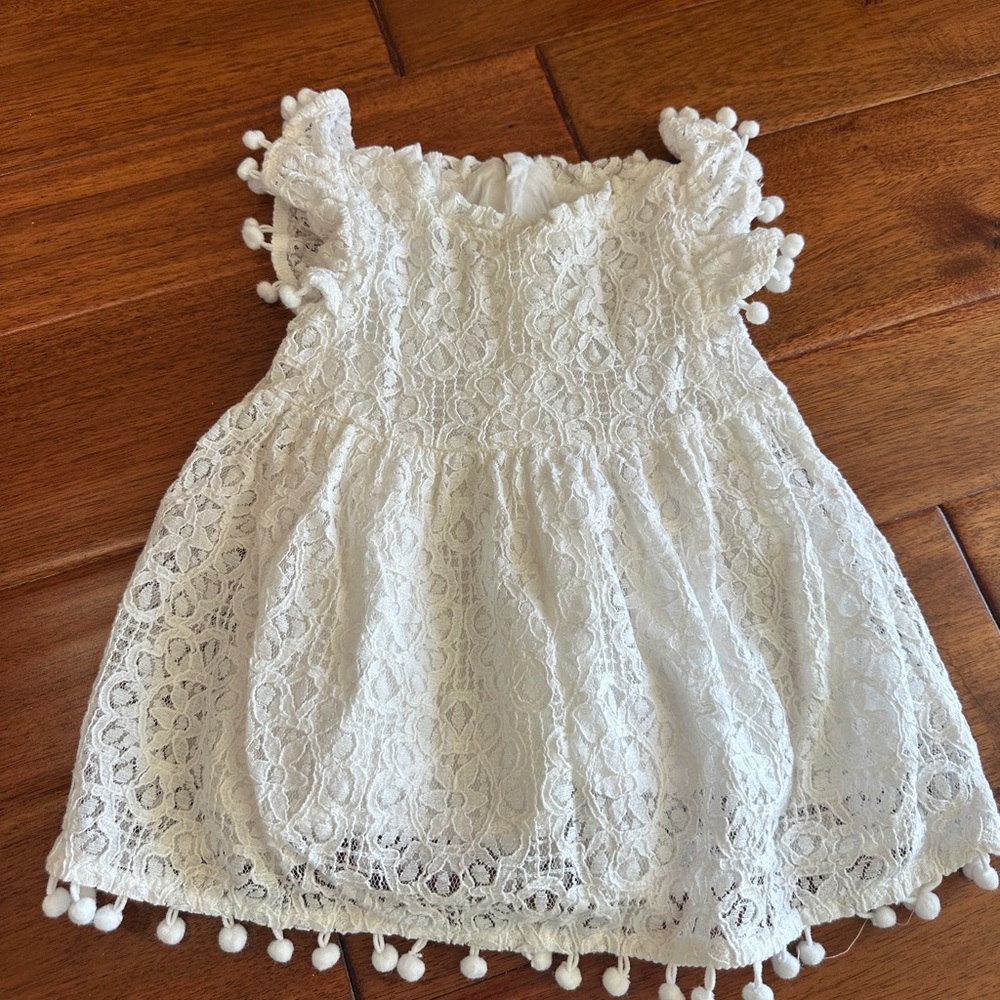 Baby Girl Spring Bundle 3-6M Floral Dress Butterfly Romper White Lace Pom Pom - Picture 5 of 10